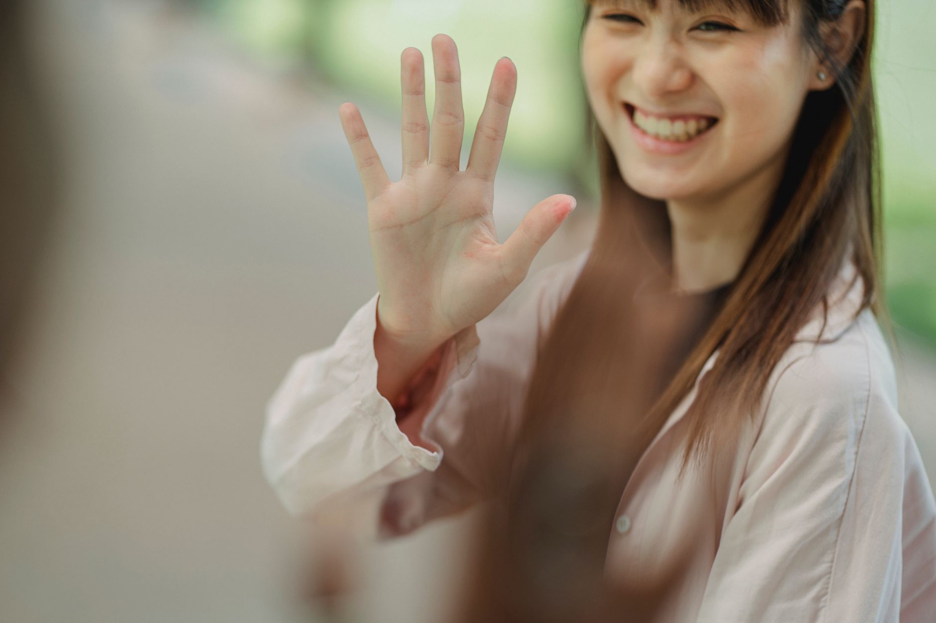 welcoming smile hello introduction greeting friendly — stock photo