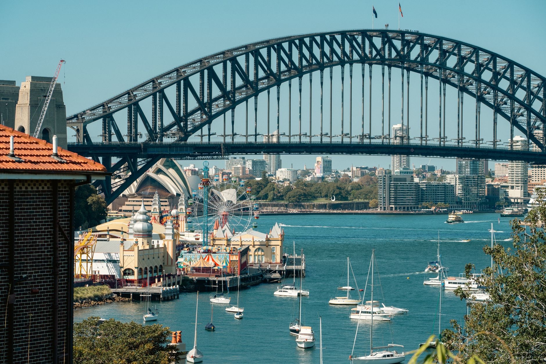 sydney harbour bridge opera house skyline australia โ stock photo
