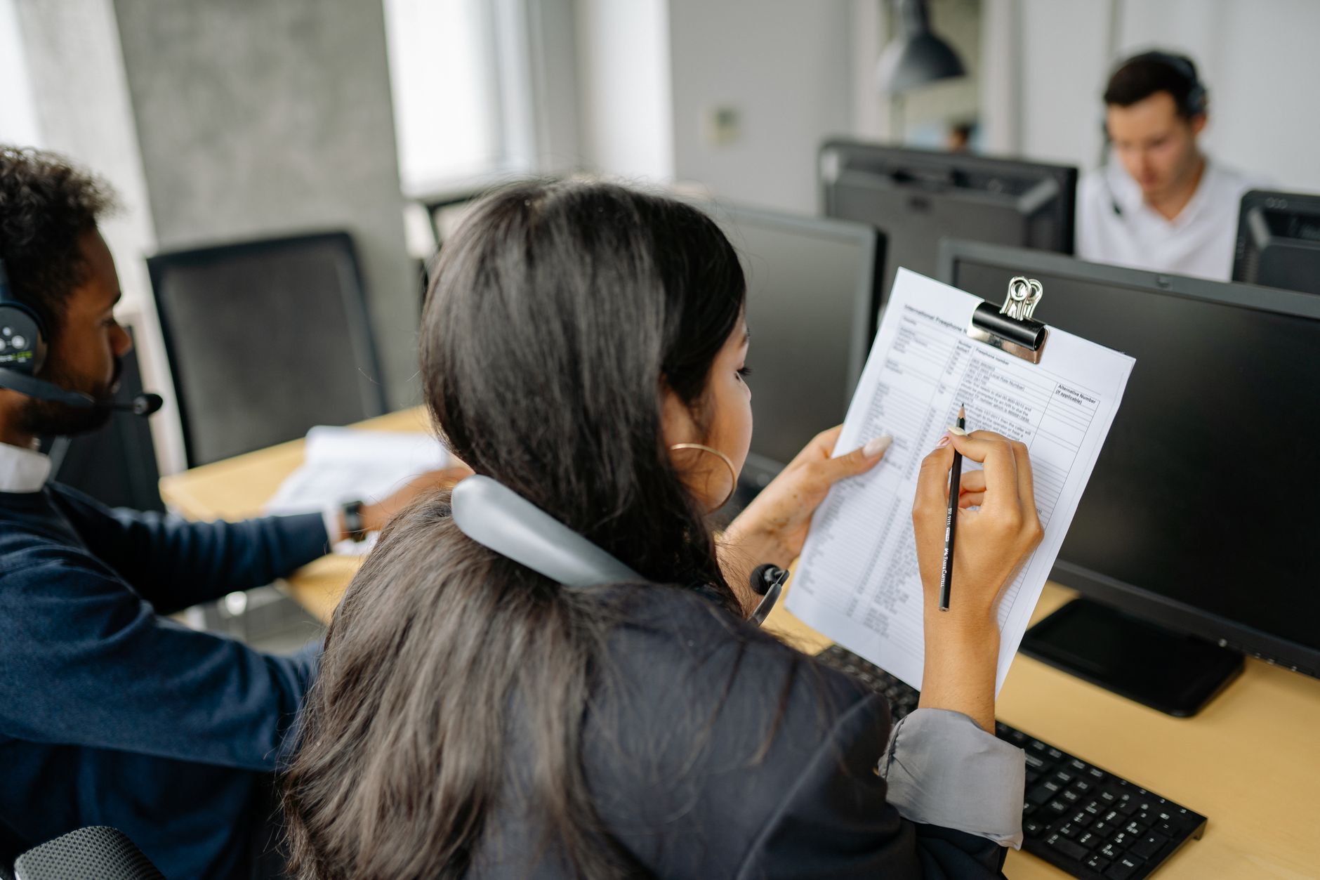 support worker documents desk professional — stock photo